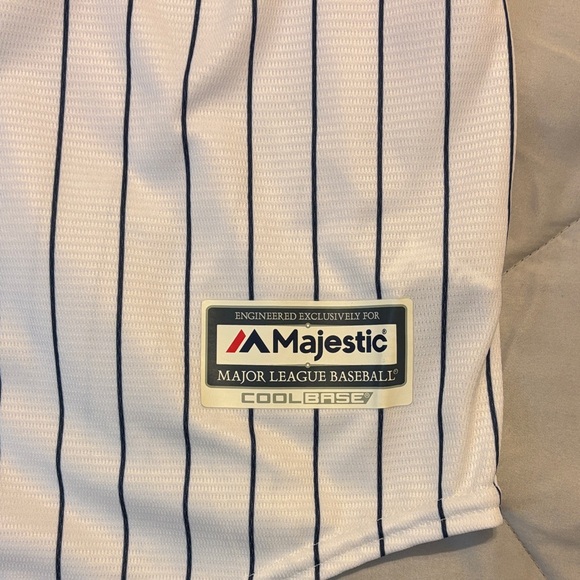 Majestic White and NAVY Striped Jersey - Picture 3 of 5